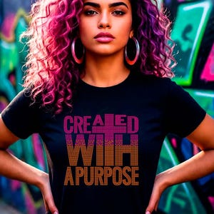 Erstellt mit einem Zweck Strass Vorlage SVG, religiöser Gott Bling Zitat (Digitaler Download)