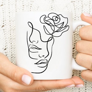 Duas Mulheres Rosto Svg Floral Flores Linha Única Arte Svg Duas Meninas tatuagem Svg Arquivo de Corte Mulher Lábios Svg Desenho Oneline Camisa Impressão Cricut PNG
