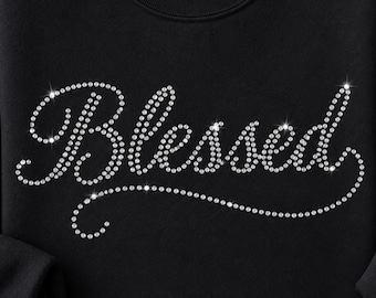 Blessed Rhinestone Template SVG, Christian Bible Verse Bling Shirt Design, Spangle transfer