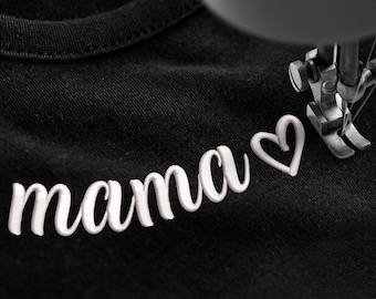 Curved Mama Machine Embroidery, Mama Heart Collar Embroidery, Mom Neckline Embroidery Design, 4 sizes