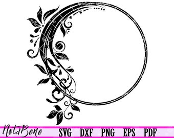 Download Free Floral Circle Flower Frame Monogram Frame Svg Wedding Circle Etsy SVG Cut Files