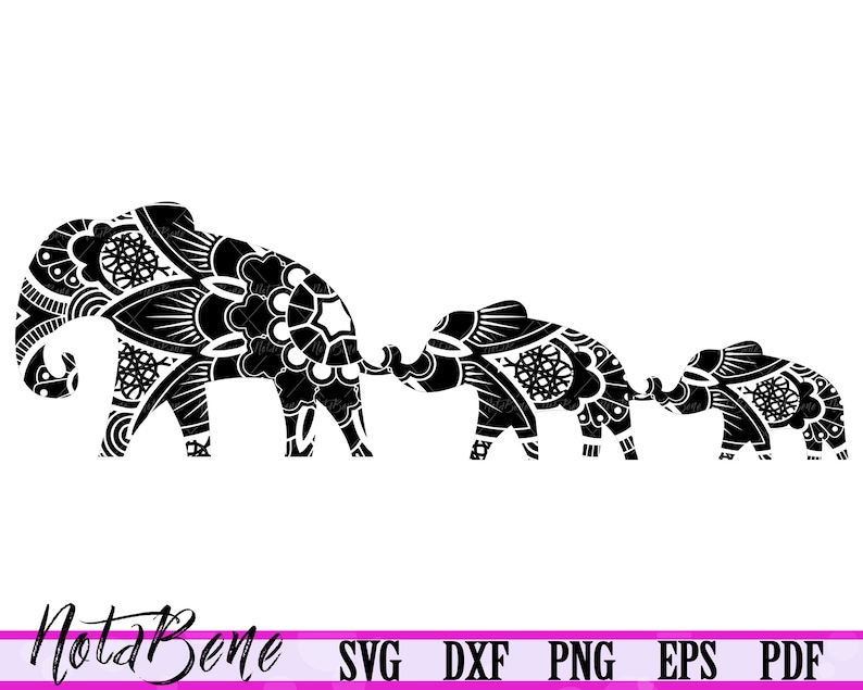 Download Mandala Elephants SVG Floral Elephant Mom Son Baby ...