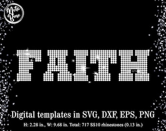 Faith Rhinestone Template SVG, Faith Bling Shirt Design, Cricut Vinyl, Digital download