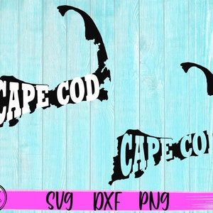 Cape Cod Text 2 SVG Ozean Strand Urlaub Sommer Plotterdatei Karte Silhouette Design Druckbare SVG Png Schablone Clipart Cricut Dxf Png