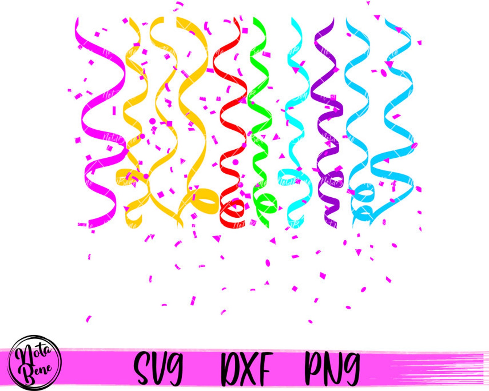 Colorful Confetti Streamers Pattern SVG Birthday Party Etsy Australia