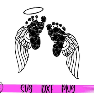 Baby Fußabdruck Svg Engelsflügel Svg Neugeborene Füße Svg Baby Fuß svg Baby-Dusche svg Clipart Cut-Datei Cricut Silhouette Sublimation Png