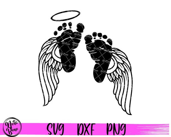 Huella de bebé svg Alas de ángel svg Huellas de pies de recién nacido svg  Pie de bebé svg Baby shower svg Clipart Archivo de corte Cricut Silhouette