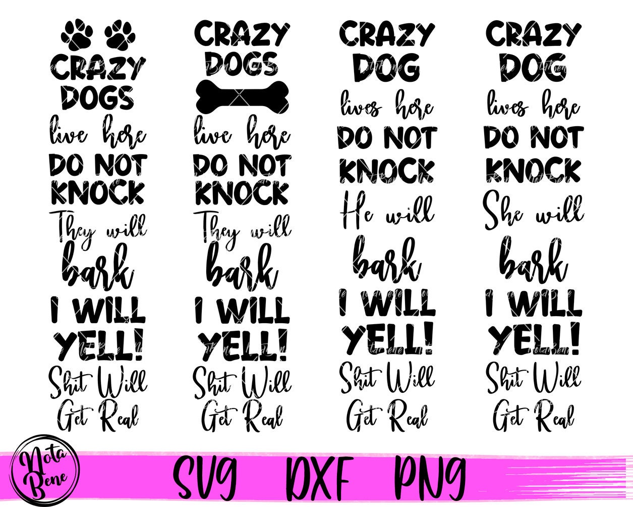Crazy Dogs Live Here SVG Bundle, Funny Welcome Dog Sign Png (digital ...