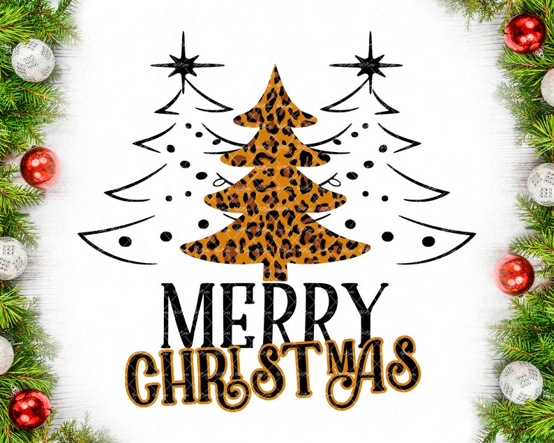 Download Leopard Print Christmas Tree Svg Holiday Svg Winter Shirt ...