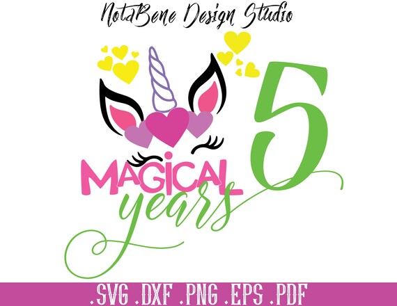 Download Birthday Unicorn Svg Magical 5 Years Unicorn Cute Print Etsy PSD Mockup Templates