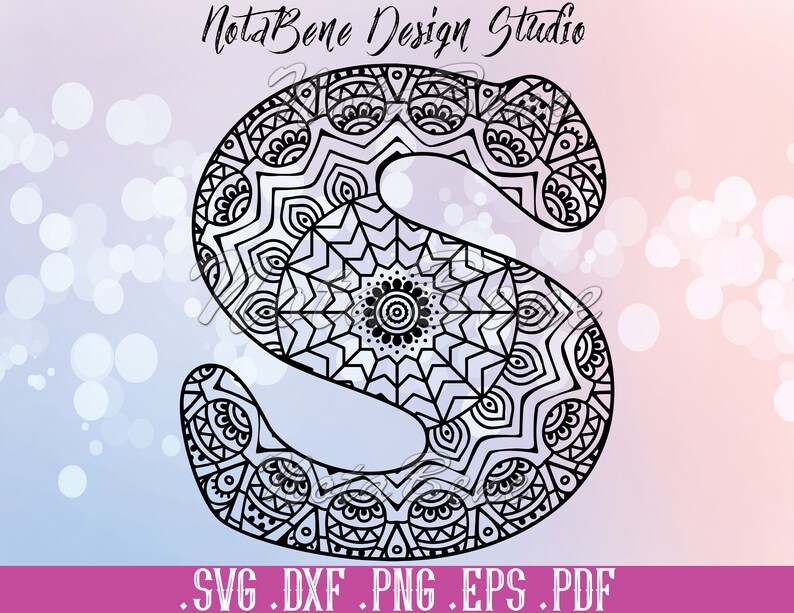 Download Mandala M Letter SVG Papercut Template Dxf Coloring Page M ...