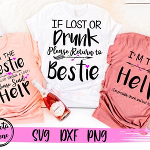 Als verloren of dronken SVG, keer dan terug naar Bestie SVG, beste vrienden drinken bijpassende shirts svg, grappige dronken beste vrienden svg Cricut Clipart