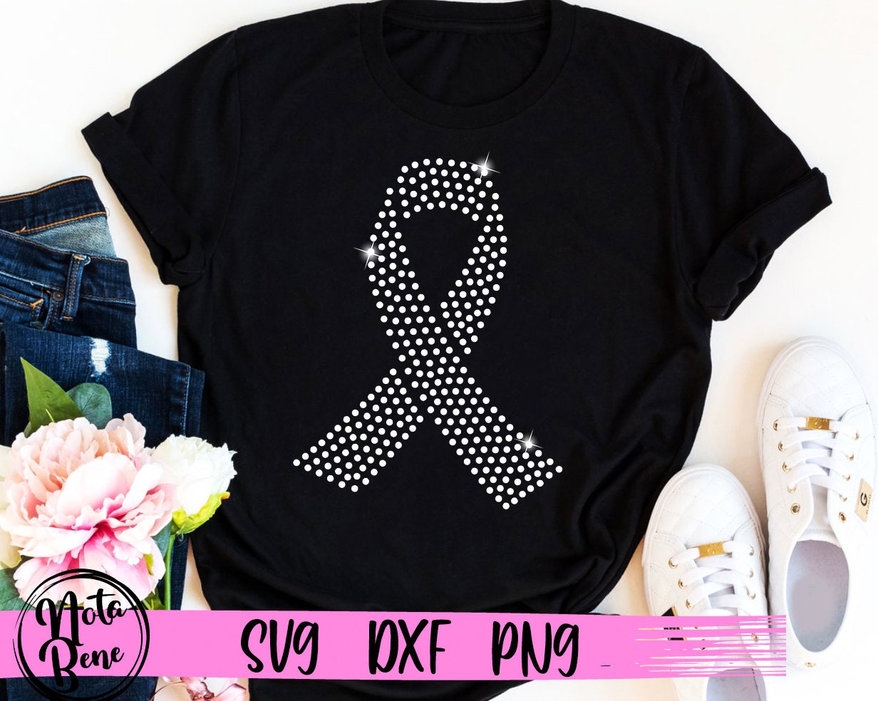Cancer Ribbon Rhinestone Cancer Awareness Ribbon Rhinestone Template SVG (digital Download) - Etsy