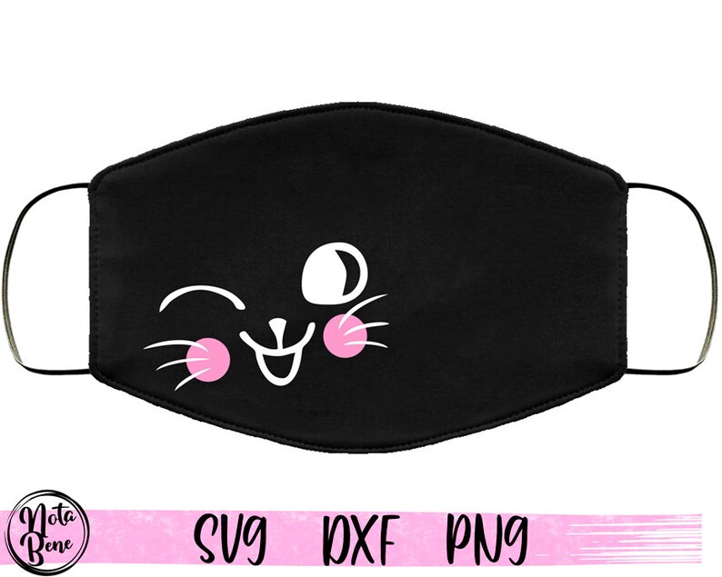 Funny Smiling Cat Face Mask Design SVG Winking Cat Kid's Etsy