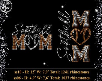 Cheer Mom Softball Rhinestone Template SVG, Cheerleader bling design (Digital Download)