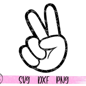Handvredesteken svg, liefde vredessymbool svg, inspirerend T-shirt svg, overwinning svg, V-teken handgebaar svg gesneden bestand silhouet