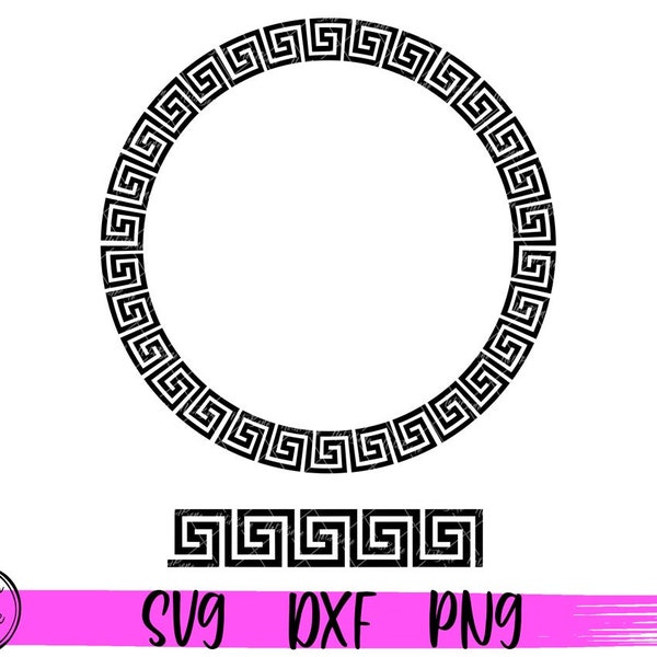 Circle Greek Key Frame SVG, Greek Wave Pattern svg, Seamless Meander Border, Meandros Background, svg cut files for Cricut, Sublimation PNG