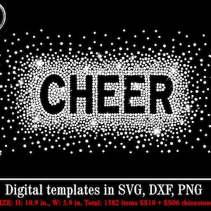CHEER Rhinestone Template SVG, Cheer Scatter, Cheerleader Scattered Spray Effect, Rhinestone Pattern Digital, Bling Shirt Design Svg Cricut