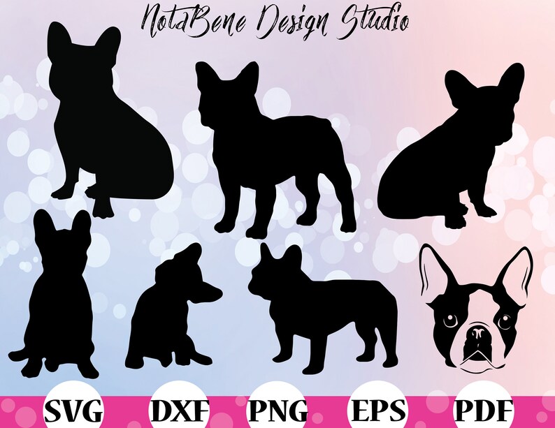 Download French Bulldog SVG Bulldog Silhouette Bundle DXF Puppy ...