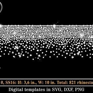 Party Dress Fringe Rhinestone SVG Template, Crystal Neckline Bling Design, Hot Fix Rhinestones Motif, Scatter Splash Design for Cricut
