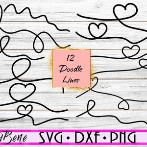 12 Doodle Lines Svg Doodle line SVG Doodle line Clipart Bundle Svg Cut file Valentines Day Svg Dividers Line Doodle lines Svg Cricut Htv Png