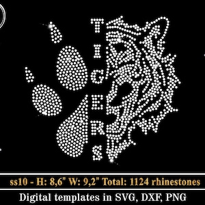 Cheer Tigers Rhinestone SVG Template, Cheerleader Mom Bling Design, Crystal Hotfix Sparkle Pattern, Rhinestones SVG for Cricut