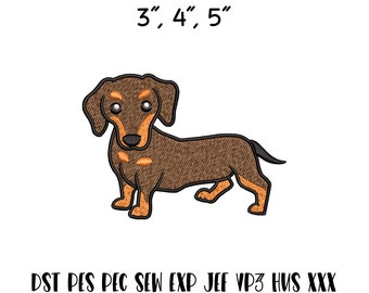 Dachshund Machine Embroidery design, Cute Dachshund Embroidery (Digital Download)