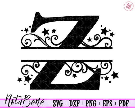 Download Split Monogram Z SVG Z Swirls Stars Split Font Letter Z SVG | Etsy