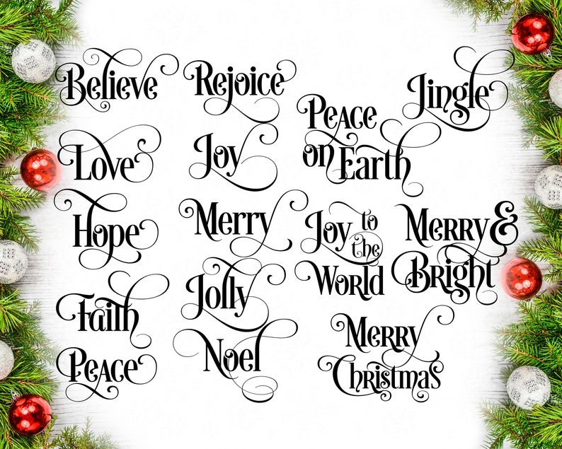 Christmas words ornament Svg Believe Svg Holiday Svg Winter | Etsy