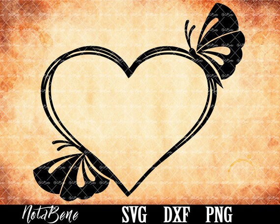 Butterfly Heart Frame Svg Cut file Butterfly Heart Clipart ...
