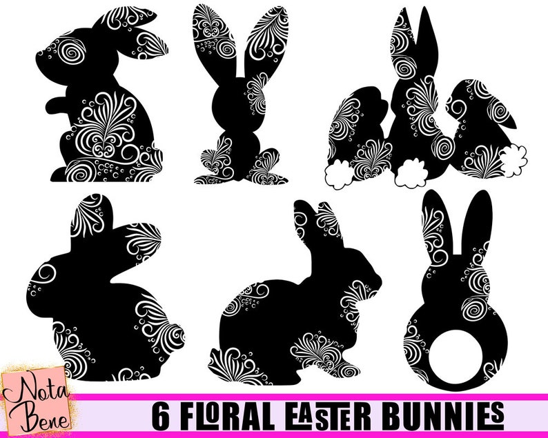 Download Floral Rabbit Silhouette SVG Floral Bunny SVG Spring svg | Etsy