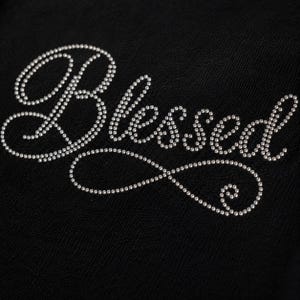 Blessed Script Rhinestone Template SVG, Christian Bling Shirt Design ss10