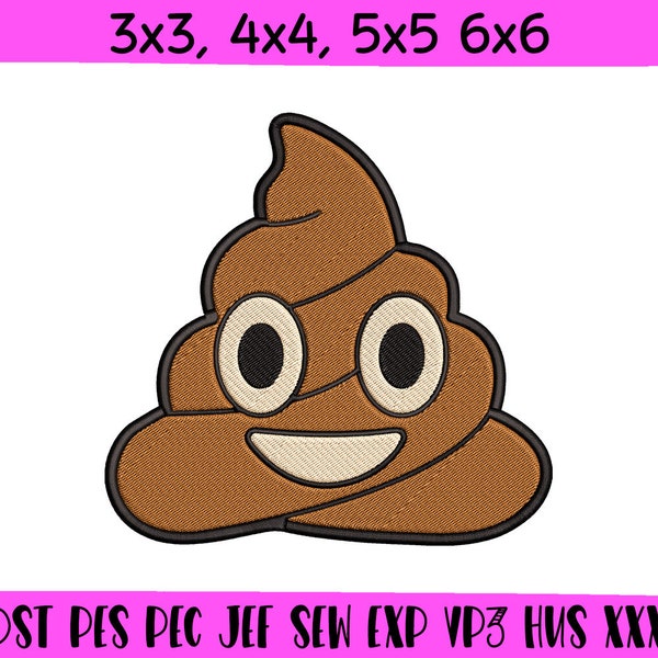 Poop Machine embroidery, Poop embroidery design, Funny embroidery, Cute smiling poop embroidery design, ITH, 4 sizes