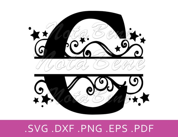 Download Split Monogram Svg Elegant Split Letter C Svg Swirls Stars Etsy