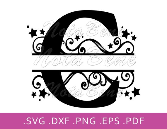 Download Split Monogram SVG Elegant Split letter C SVG Swirls Stars ...