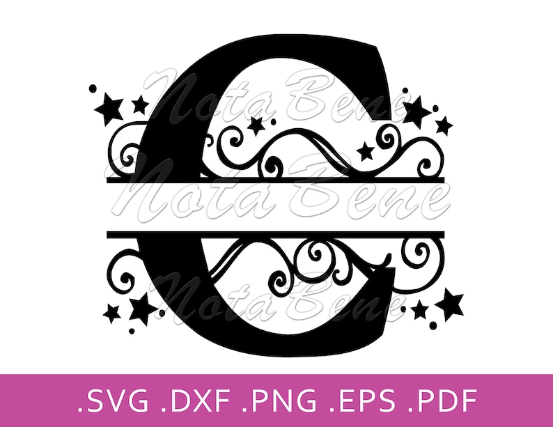 Download Split Monogram SVG Elegant Split letter C SVG Swirls Stars ...