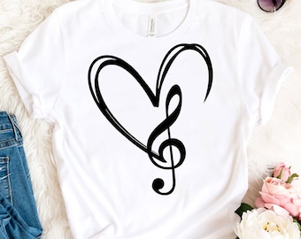 Heart Treble Clef SVG, Music Note Clipart, Vector Cut File (Digital Download)