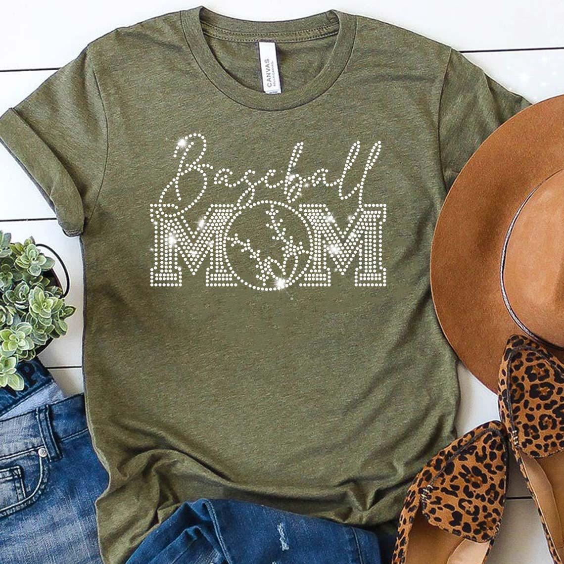 Baseball Cheer Mom Rhinestone SVG Template, Cheerleader Bling Design ...