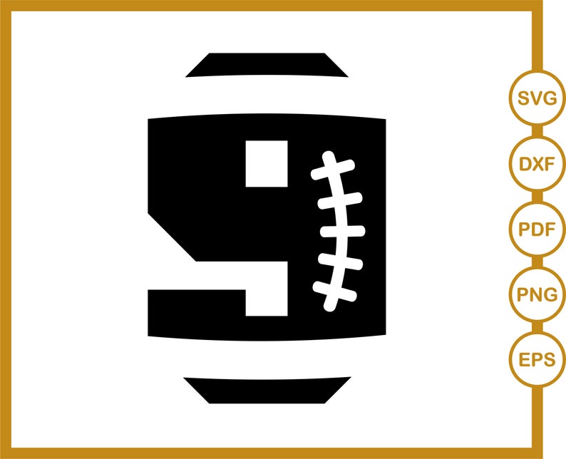 Number 9 SVG Football Player NFL Cut file Tshirt designs Etsy