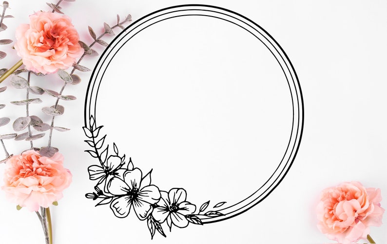 Download Clip Art Art Collectibles Wedding Circle Leaves Border Svg Laurel Wreath Svg Botanical Frame Svg Leaf Border Dxf Htv Cricut Circle Flower Frame Svg Monogram Frame