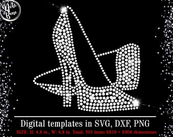 Hoge hakken schoenen SVG, strass sjabloon SVG, Stiletto shirt ontwerpen SVG