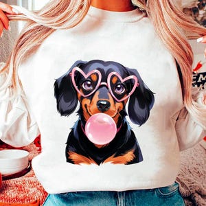 Valentine Dackel Hund PNG, Seifenblase PNG, Dackel Png, Valentinstag Hundemama Png, Weiner Hund Png zur Liebe, Sublimation PNG