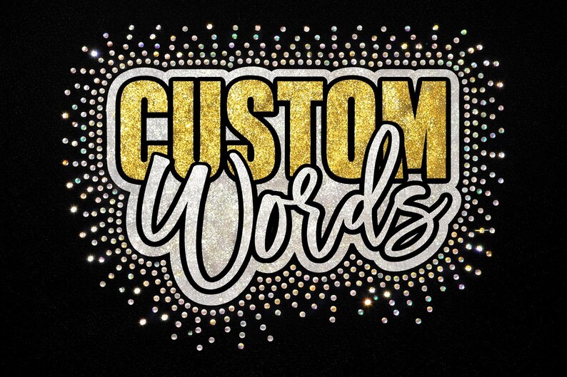 Custom 3D Puff Glitter Rhinestone Template SVG, Personalized Text Bling ...