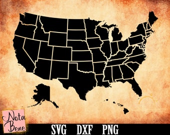 USA Map SVG American States SVG Cut File Map Svg United States of America Svg Usa Printable Png Clipart File for Cricut Dxf Htv Laser Plasma