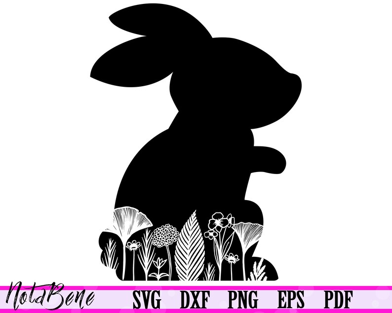 Download Floral Rabbit Silhouette SVG Floral Bunny SVG Spring svg ...