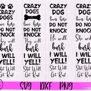 Les fous de chiens vivent ici SVG, signe de bienvenue SVG, téléchargement numérique, chien drôle signe Svg empreinte de patte Svg bienvenue SVG Un chien fou vit ici Svg