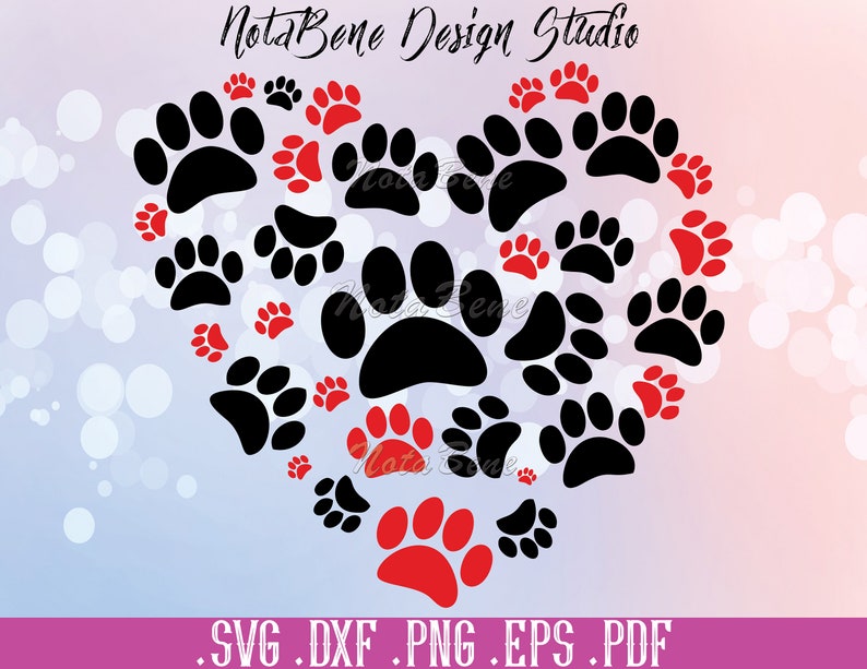 Download Dog Paws Love SVG Dog Paw Love Print DXF Dog Paw Puppy ...