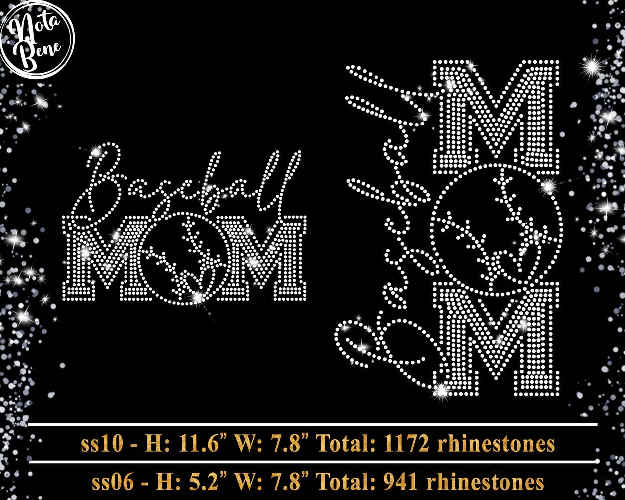 Baseball Cheer Mom Rhinestone SVG Template, Cheerleader Bling Design ...