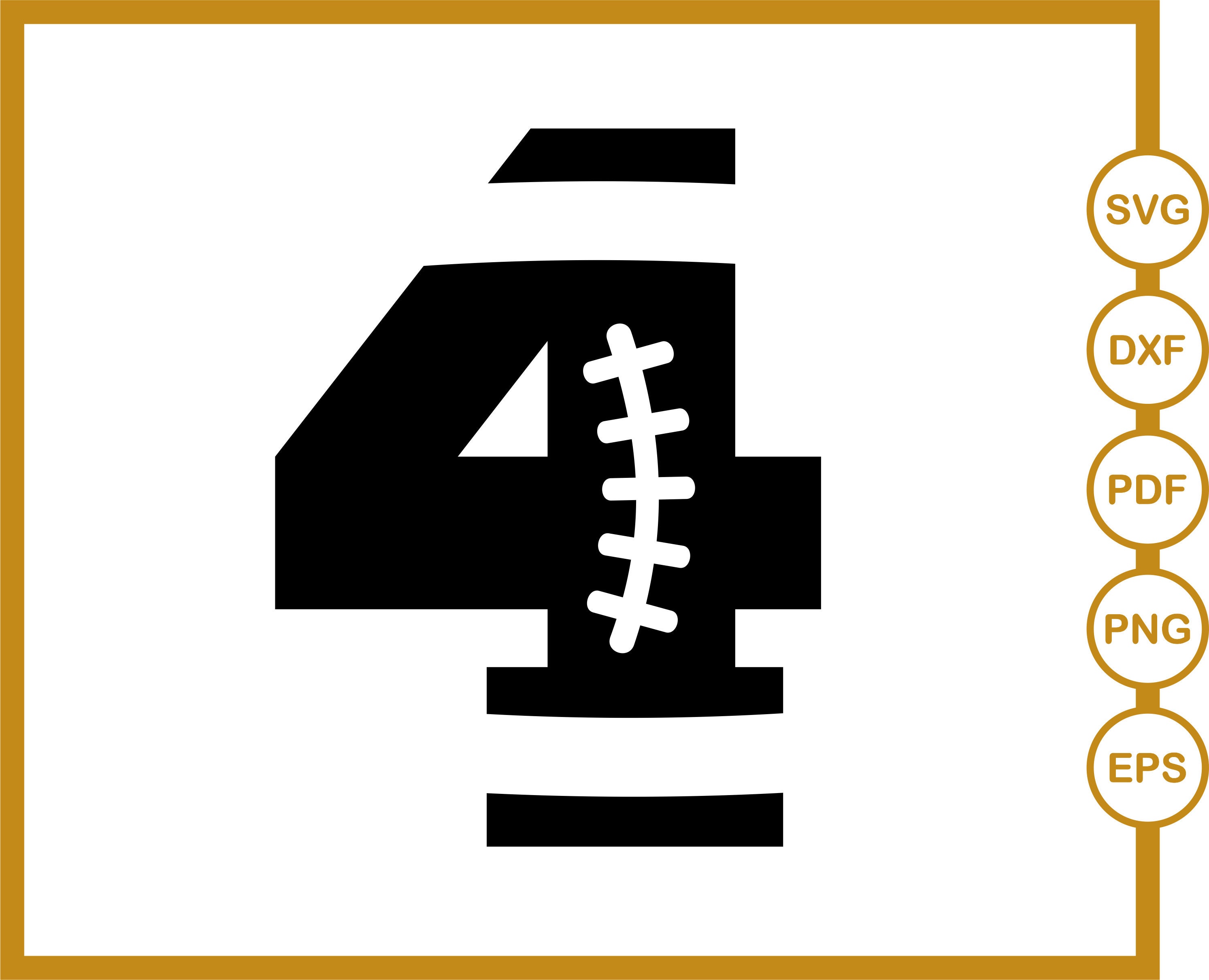 Number Four 4 SVG Cut file Football Player Number Svg Tshirt Etsy