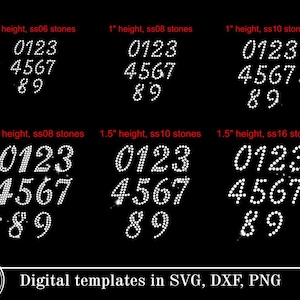 Script Rhinestone Numbers SVG Bundle 0-9, Cheer Bow Mini Numbers Template, Cricut Silhouette